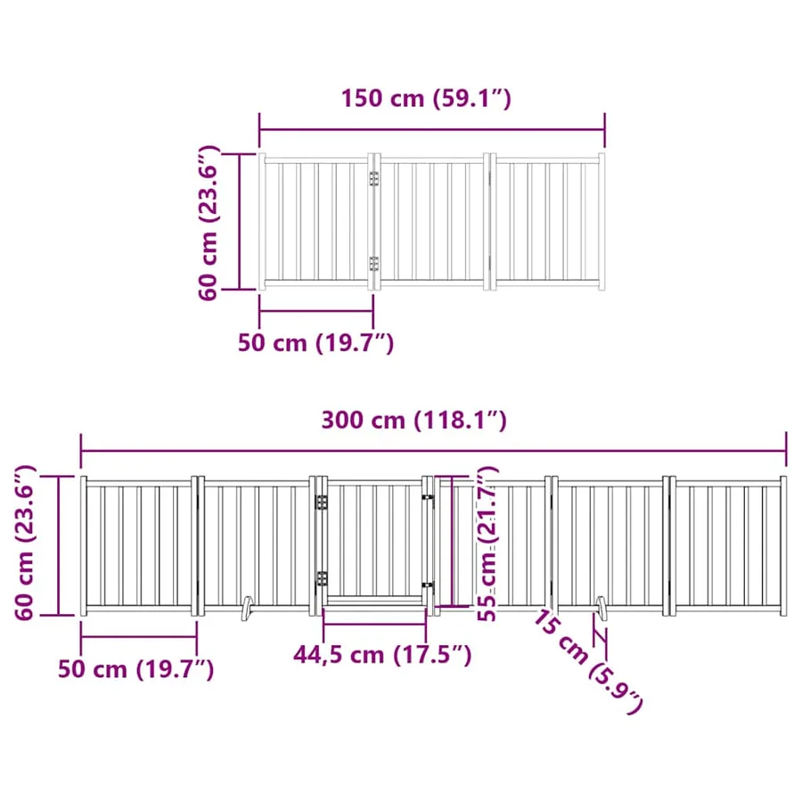 Barrière pour chiens avec porte pliable 9panneaux bois peuplier - 12