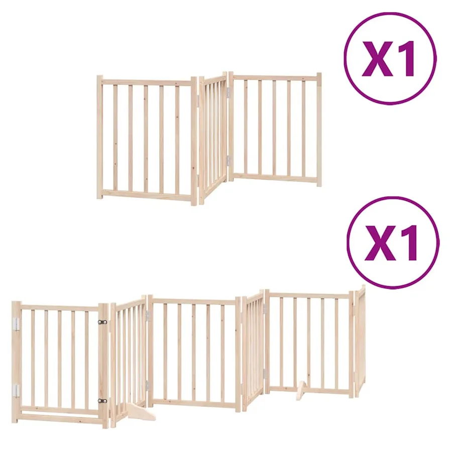 Barrière pour chiens avec porte pliable 9panneaux bois peuplier - 2