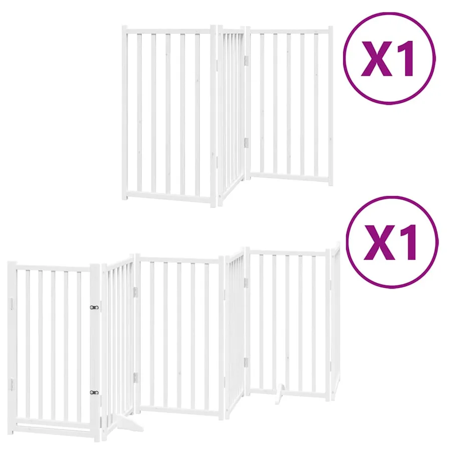 Barrière pour chien porte pliable 9panneaux blanc bois peuplier - 2