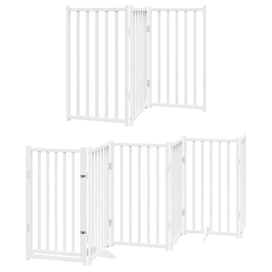 Barrière pour chien porte pliable 9panneaux blanc bois peuplier - 3