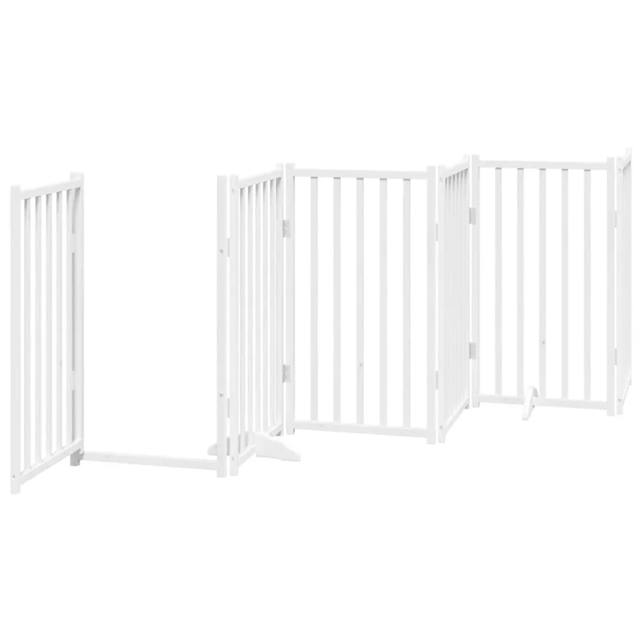 Barrière pour chien porte pliable 9panneaux blanc bois peuplier - 5