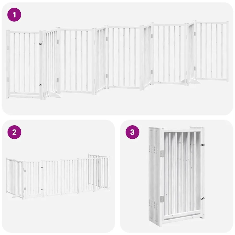 Barrière pour chien porte pliable 9panneaux blanc bois peuplier - 6