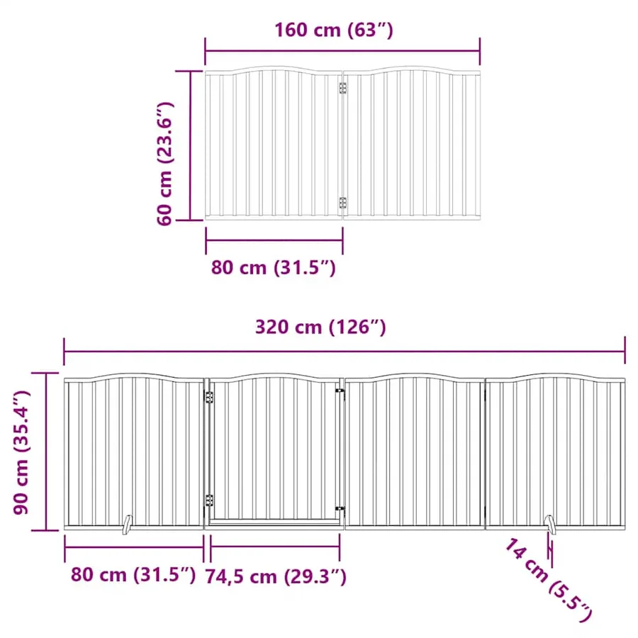 Barrière pour chien porte pliable 10 panneaux bois de peuplier - 12