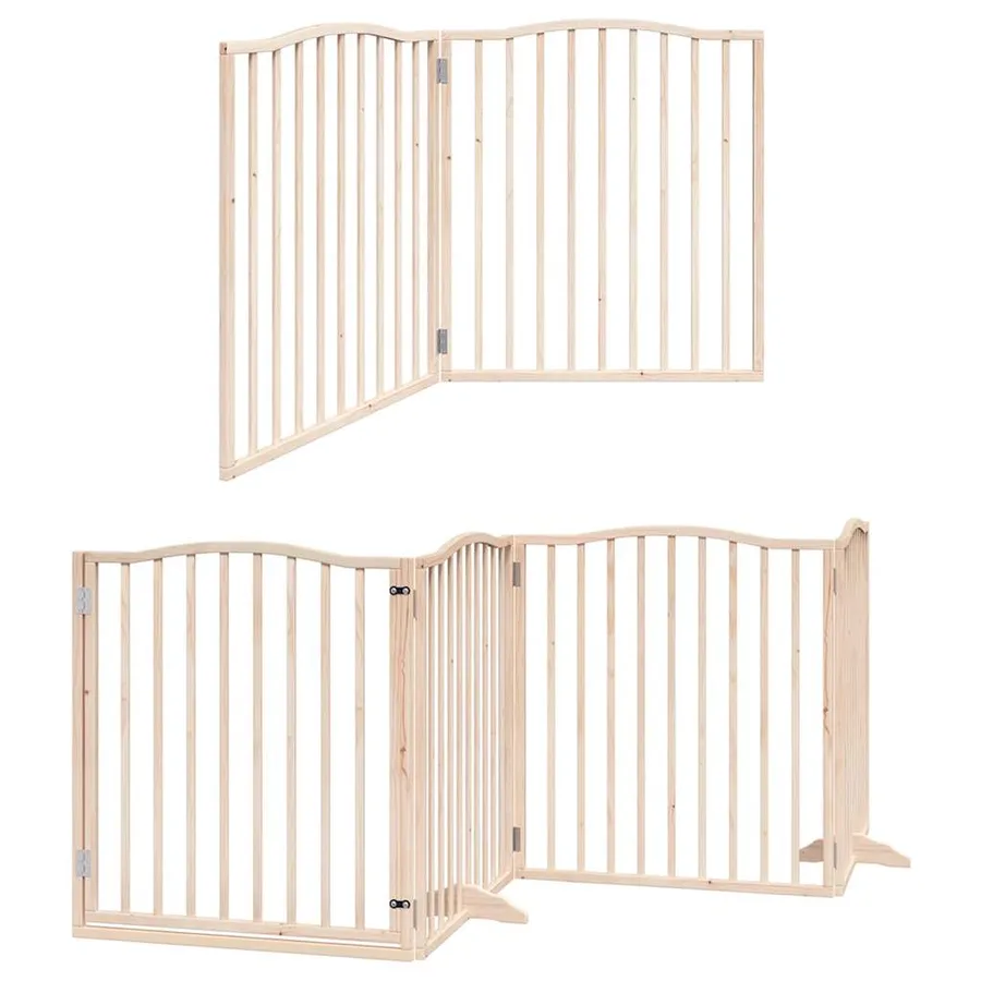 Barrière pour chien porte pliable 10 panneaux bois de peuplier - 3