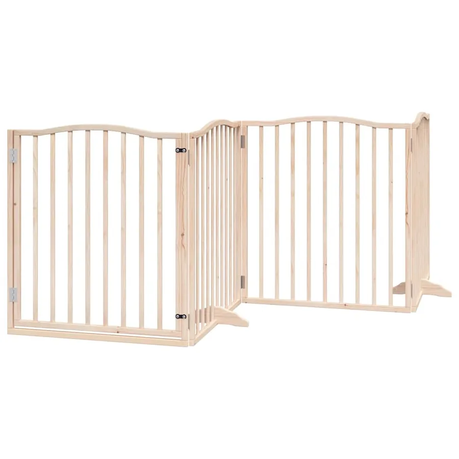 Barrière pour chien porte pliable 10 panneaux bois de peuplier - 4