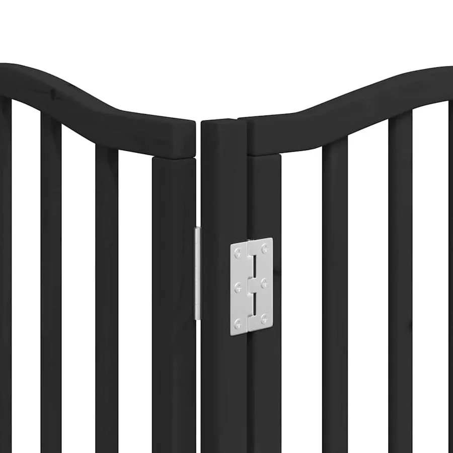 Barrière pour chien porte pliable 12panneaux noir bois peuplier - 10