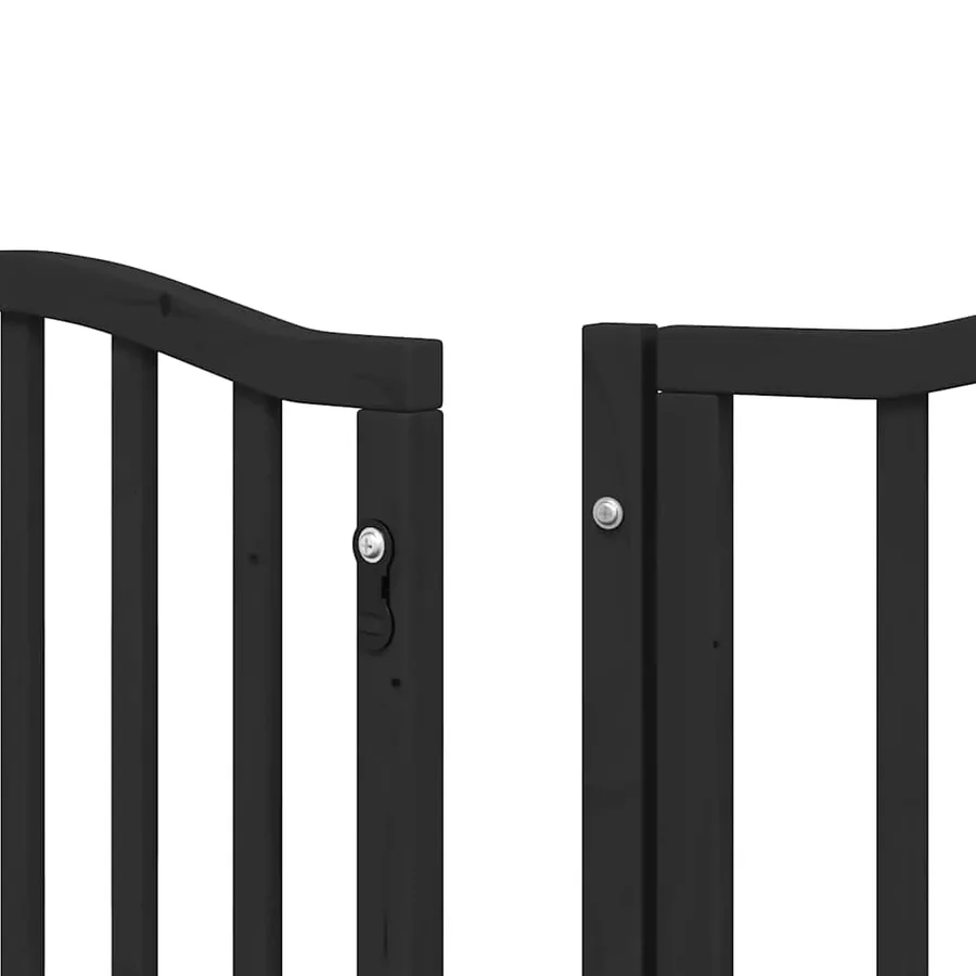 Barrière pour chien porte pliable 12panneaux noir bois peuplier - 11