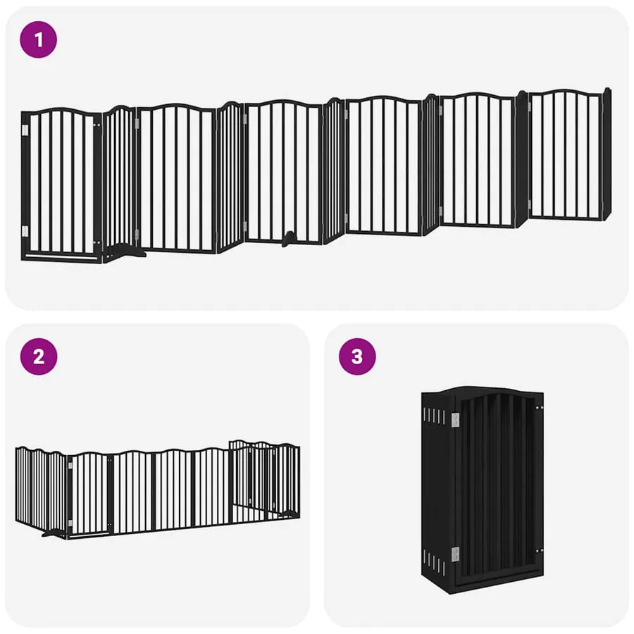 Barrière pour chien porte pliable 12panneaux noir bois peuplier - 6