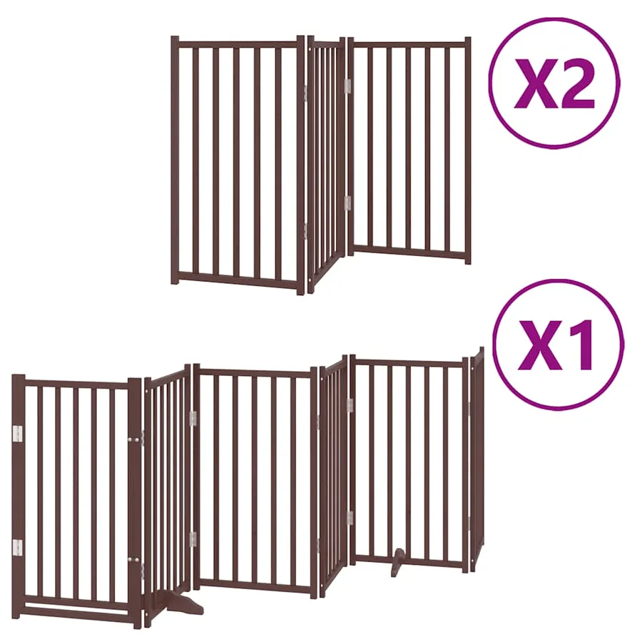 Barrière pour chien porte pliable 12 panneaux bois de peuplier - 2