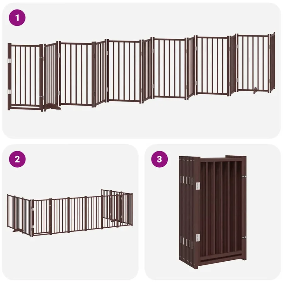 Barrière pour chien porte pliable 12 panneaux bois de peuplier - 6