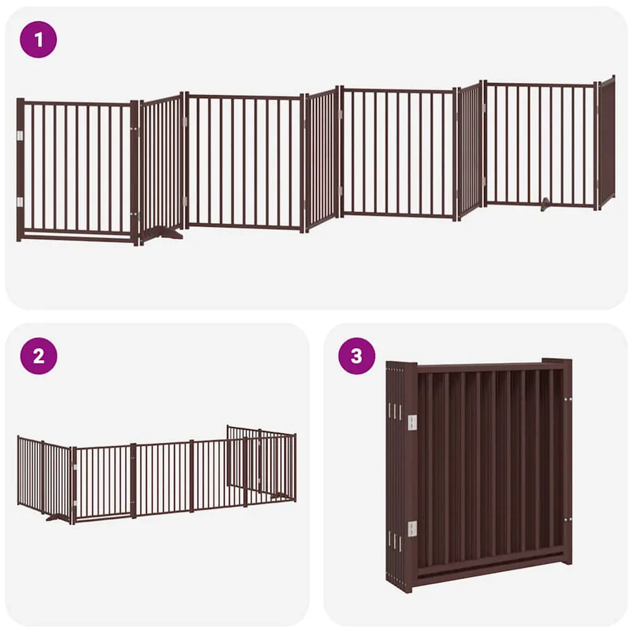 Barrière pour chien porte pliable 8 panneaux bois de peuplier - 6