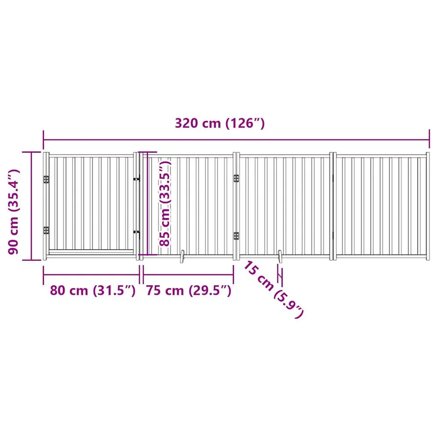 Barrière pour chiens avec porte 4 panneaux bois de sapin massif - 11