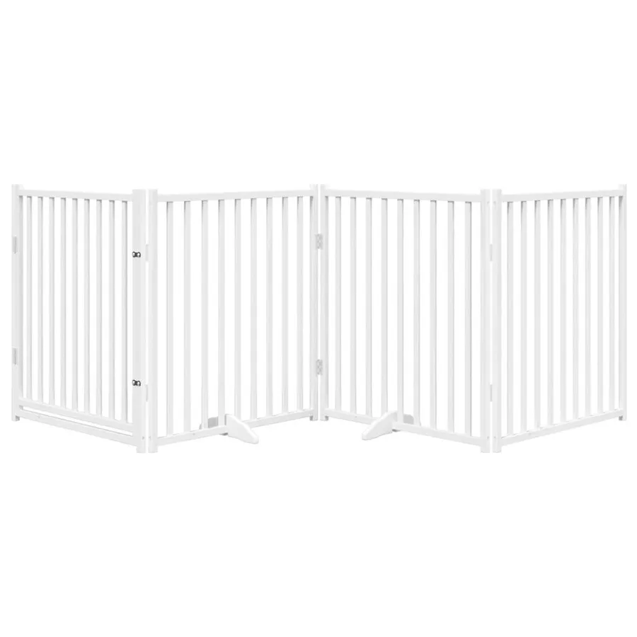 Barrière pour chiens avec porte 4 panneaux bois de sapin massif - 3