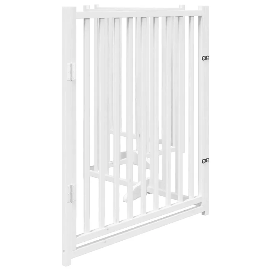 Barrière pour chiens avec porte 4 panneaux bois de sapin massif - 5