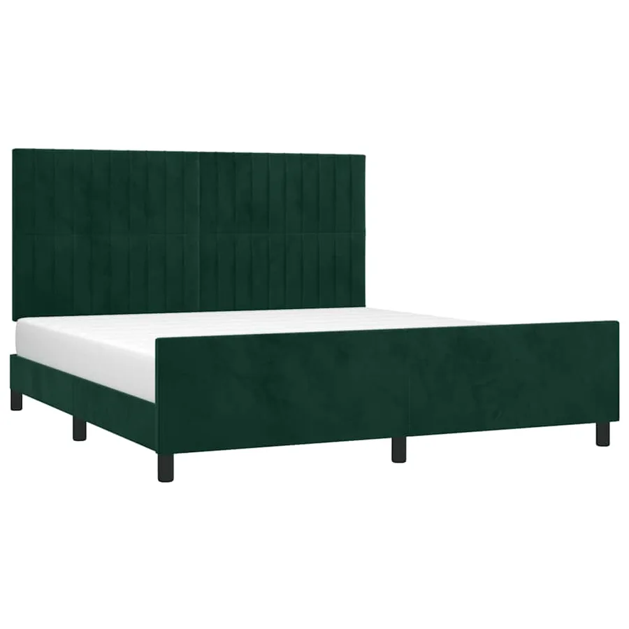 Cadre de lit sans matelas vert foncé 160x200 cm velours - 3