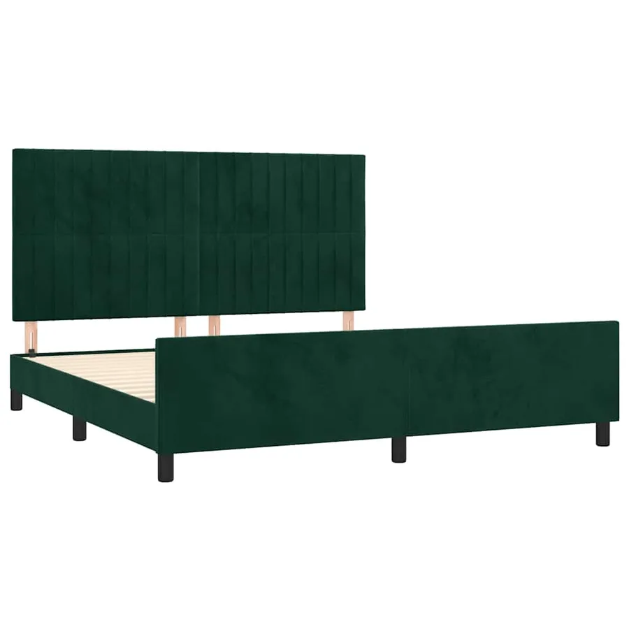 Cadre de lit sans matelas vert foncé 160x200 cm velours - 4