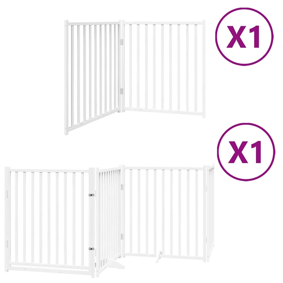 Barrière pour chien porte pliable 6panneaux blanc bois peuplier - 2