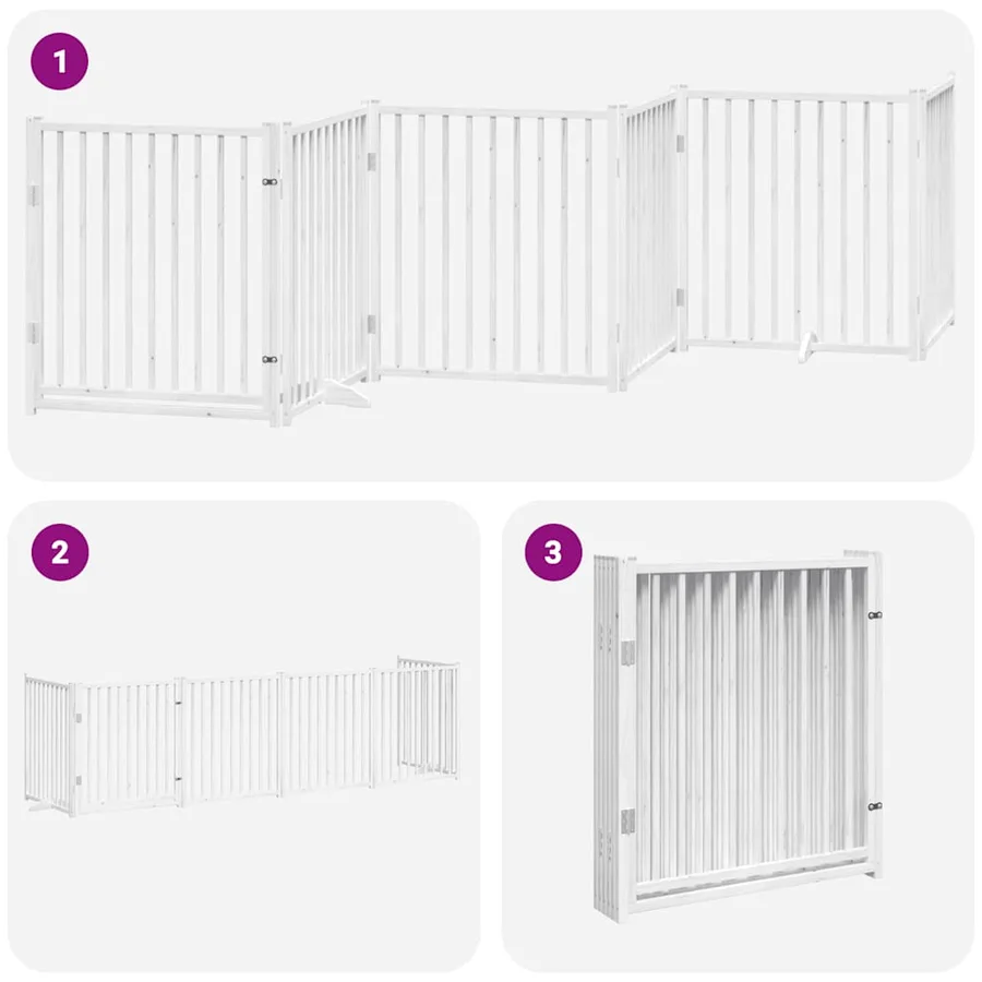 Barrière pour chien porte pliable 6panneaux blanc bois peuplier - 6