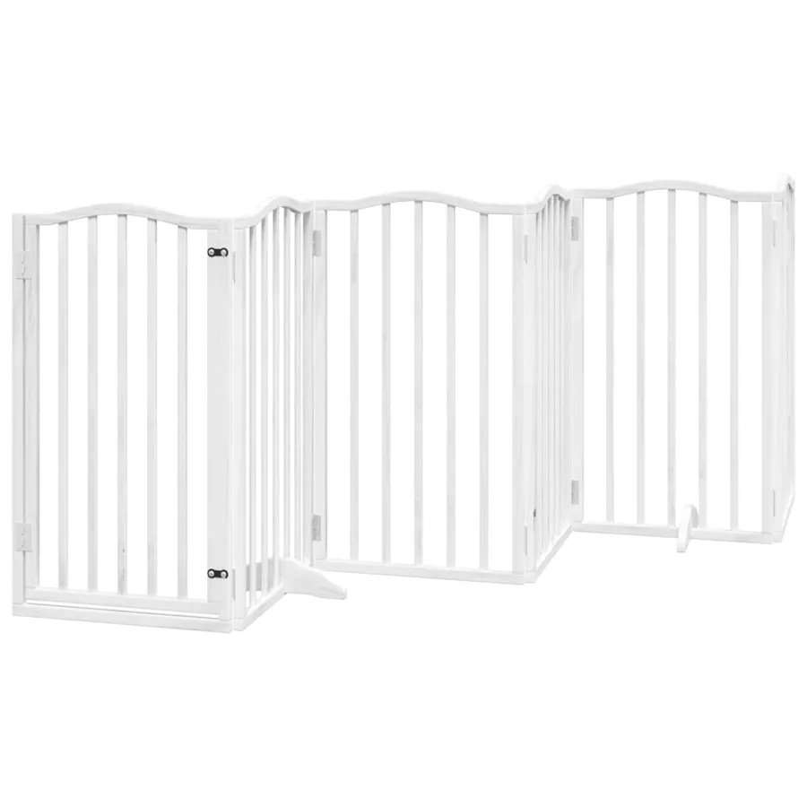 Barrière pour chiens et porte 6 panneaux blanc bois de peuplier - 2