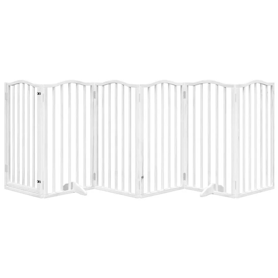 Barrière pour chiens et porte 6 panneaux blanc bois de peuplier - 3