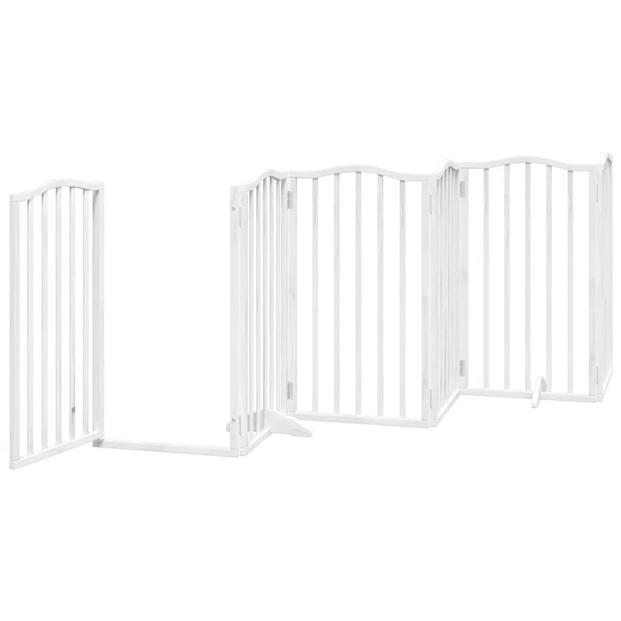 Barrière pour chiens et porte 6 panneaux blanc bois de peuplier - 4