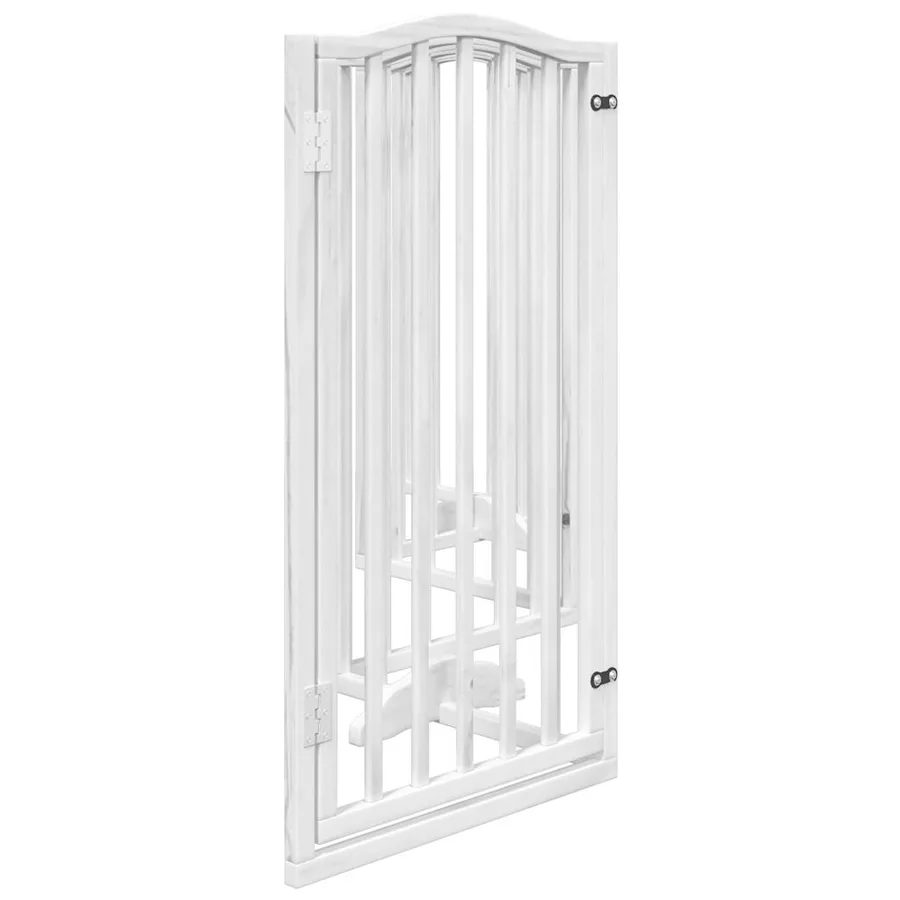 Barrière pour chiens et porte 6 panneaux blanc bois de peuplier - 5