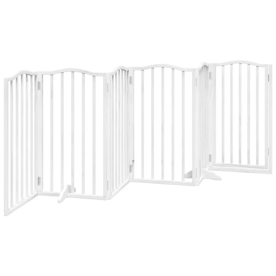 Barrière pour chiens et porte 6 panneaux blanc bois de peuplier - 6