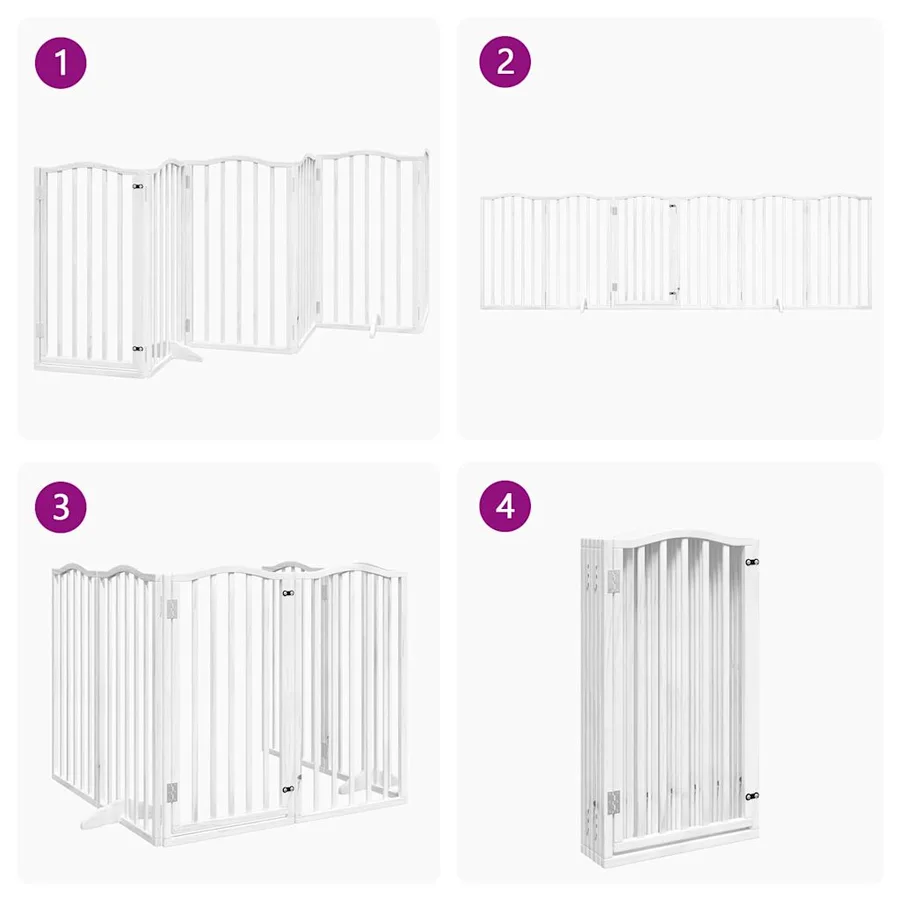 Barrière pour chiens et porte 6 panneaux blanc bois de peuplier - 7