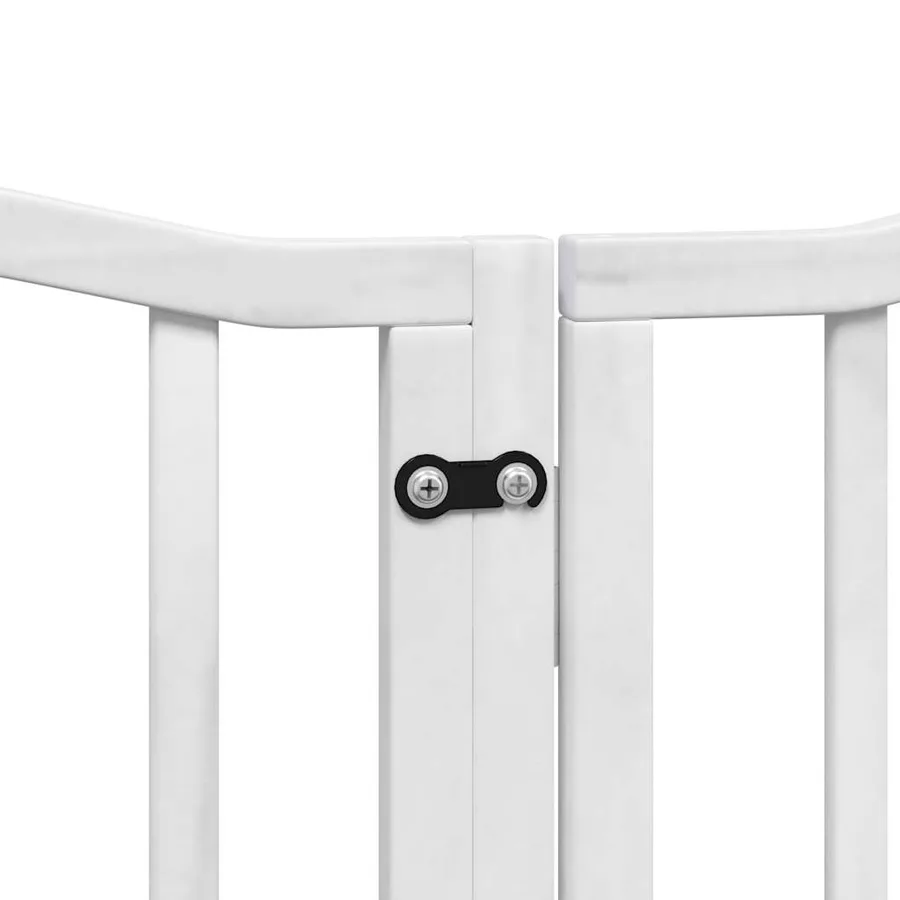 Barrière pour chiens et porte 6 panneaux blanc bois de peuplier - 8