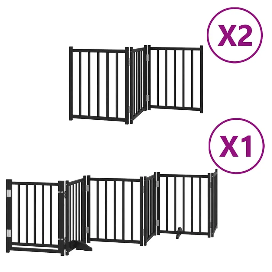 Barrière pour chien porte pliable 12panneaux noir bois peuplier - 2