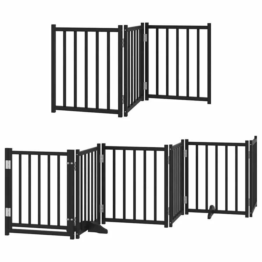 Barrière pour chien porte pliable 12panneaux noir bois peuplier - 3
