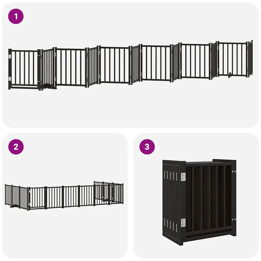 Barrière pour chien porte pliable 12panneaux noir bois peuplier - 6