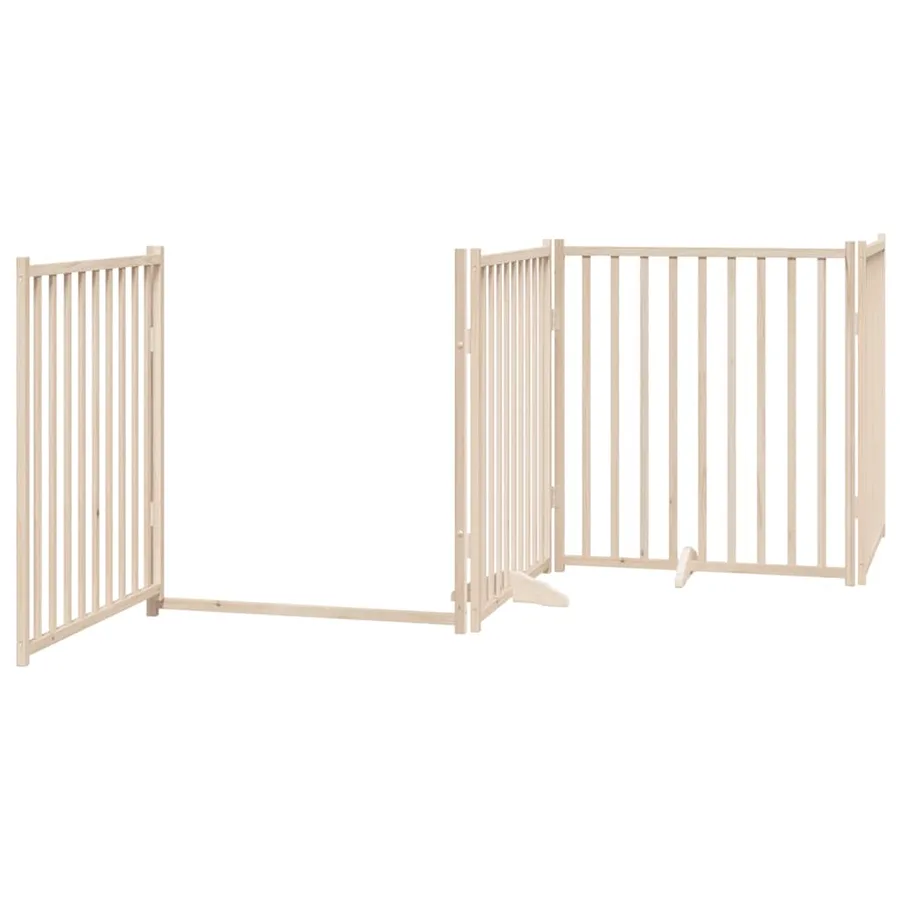 Barrière pour chien porte pliable 10 panneaux bois de peuplier - 5