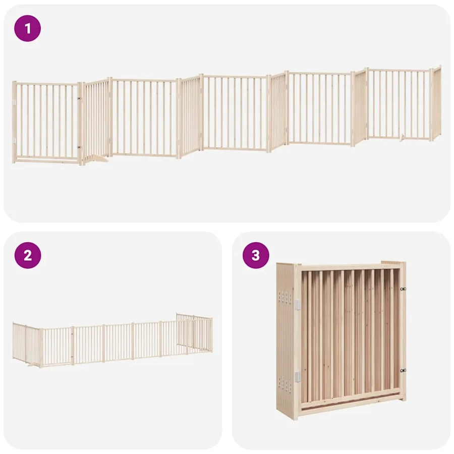 Barrière pour chien porte pliable 10 panneaux bois de peuplier - 6