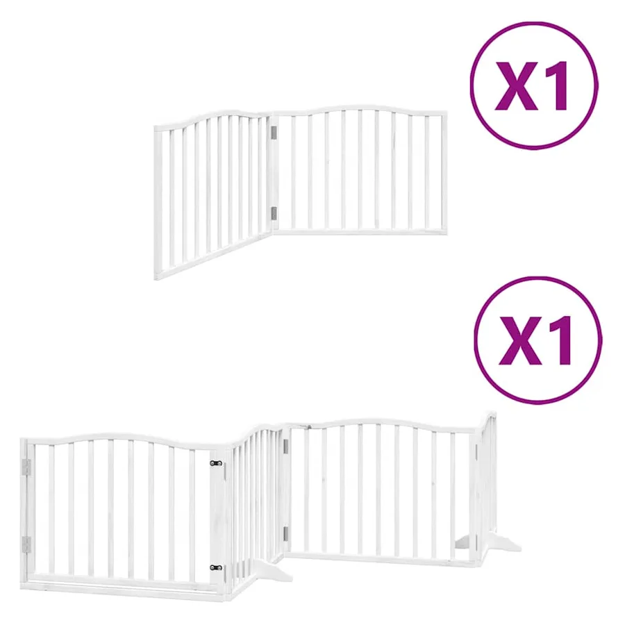 Barrière pour chien porte pliable 6panneaux blanc bois peuplier - 2