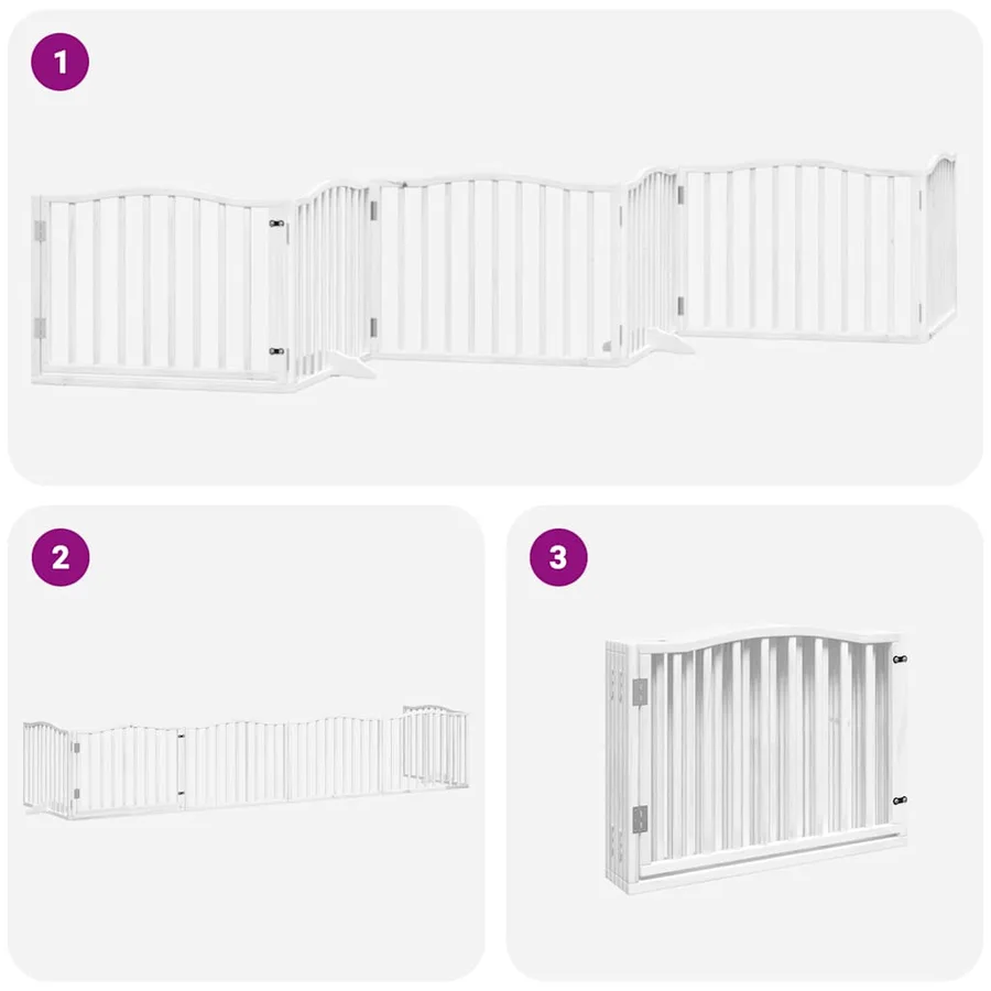 Barrière pour chien porte pliable 6panneaux blanc bois peuplier - 6
