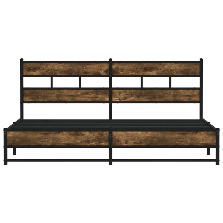 Cadre de lit en métal sans matelas chêne fumé 193x203 cm - 4