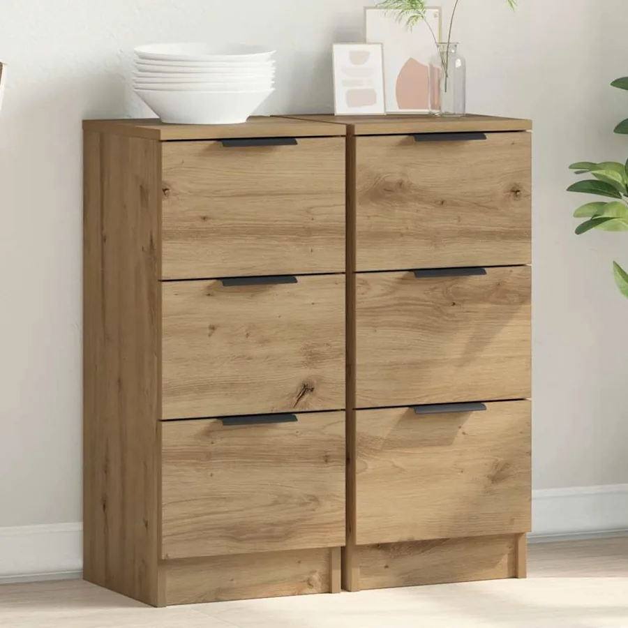 Buffets 2 pcs chêne artisanal 30x30x70 cm bois d'ingénierie