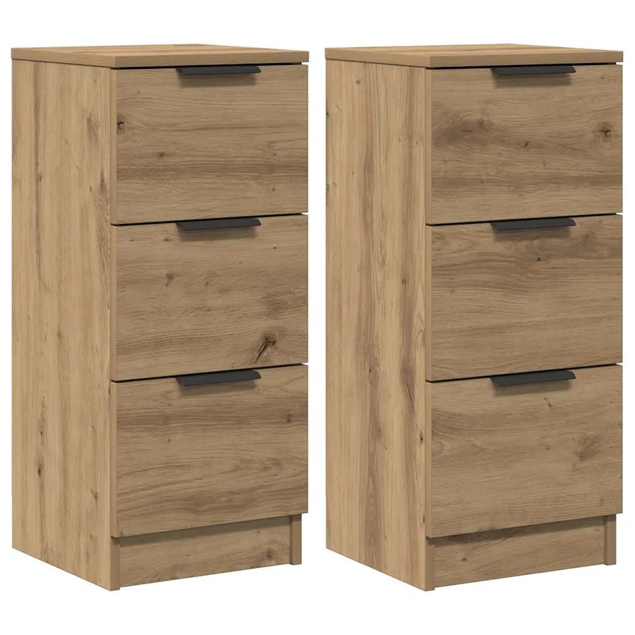 Buffets 2 pcs chêne artisanal 30x30x70 cm bois d'ingénierie - 2