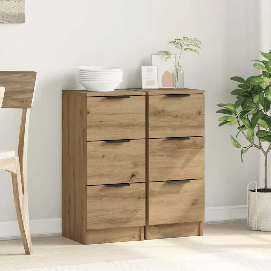 Buffets 2 pcs chêne artisanal 30x30x70 cm bois d'ingénierie - 3