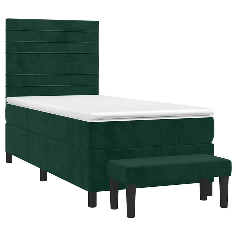 Sommier à lattes de lit avec matelas Vert foncé 90x190 cm - 3