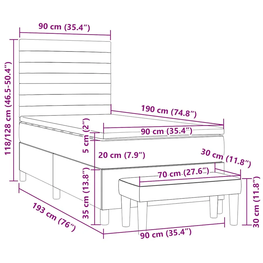 Sommier à lattes de lit avec matelas Vert foncé 90x190 cm - 9