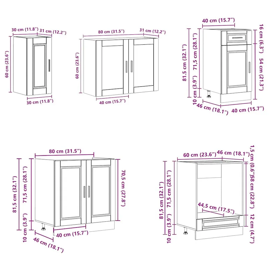 Ensemble d'armoires de cuisine 8 pcs Kalmar bois d'ingénierie - 9