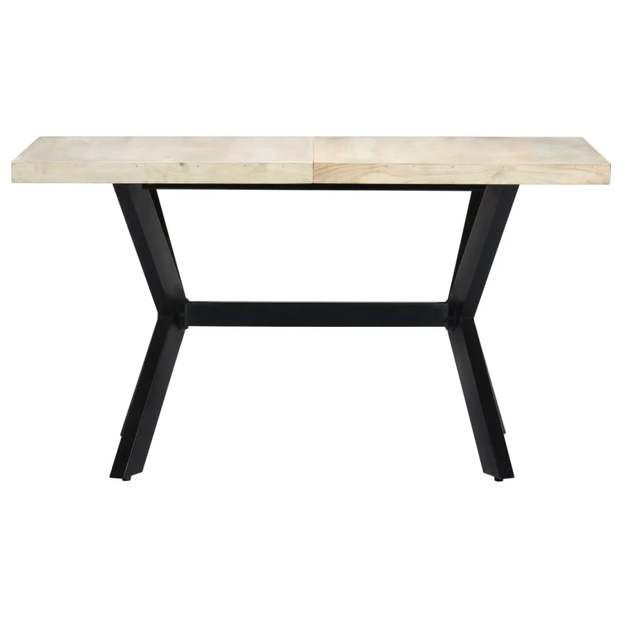 Table à dîner 140 x 70 x 75 cm Bois de manguier massif blanchi - 2