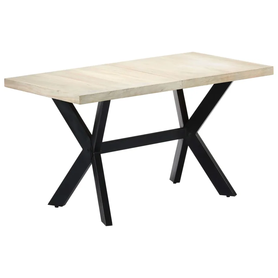 Table à dîner 140 x 70 x 75 cm Bois de manguier massif blanchi - 8