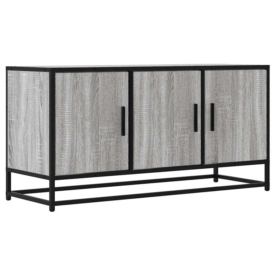 Meuble TV sonoma gris 100x35x50 cm bois d'ingénierie et métal - 2
