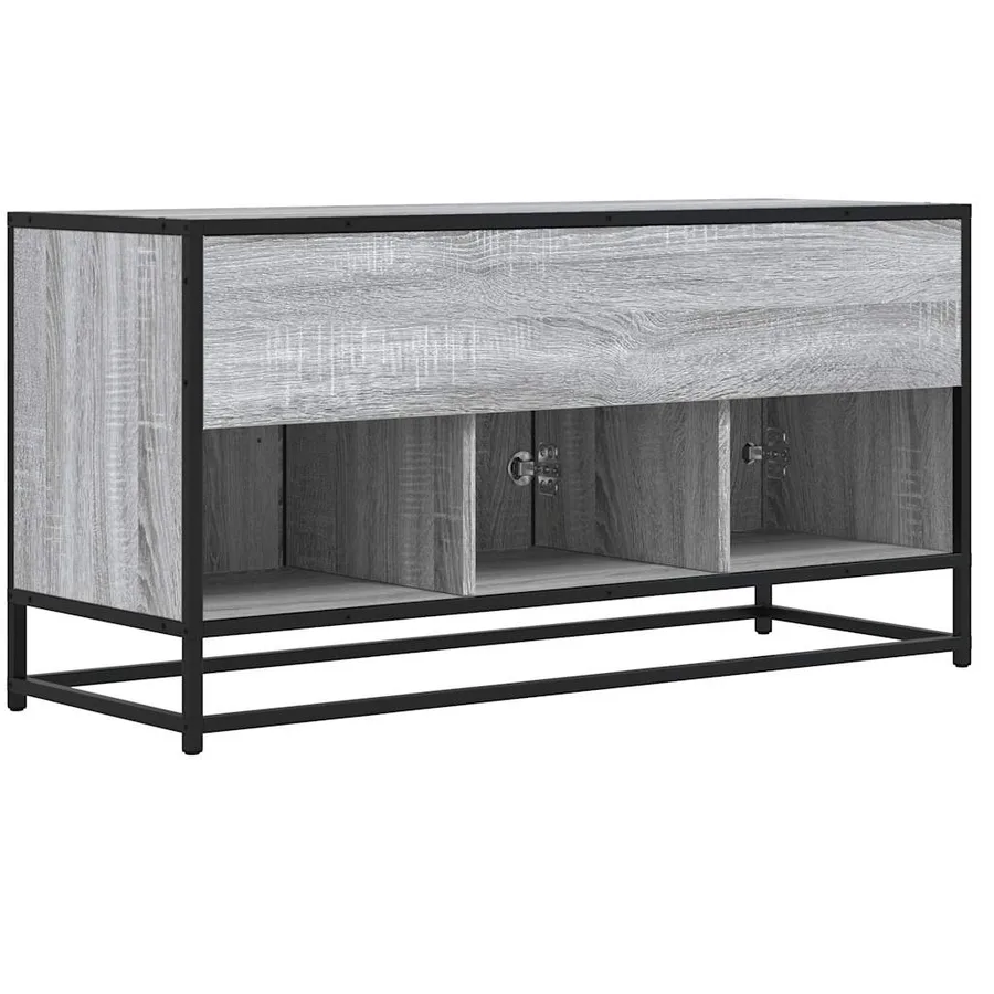 Meuble TV sonoma gris 100x35x50 cm bois d'ingénierie et métal - 6