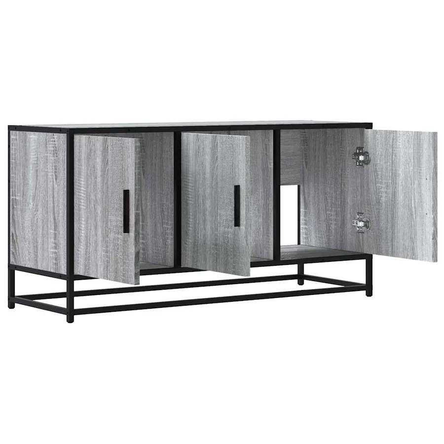 Meuble TV sonoma gris 100x35x50 cm bois d'ingénierie et métal - 7