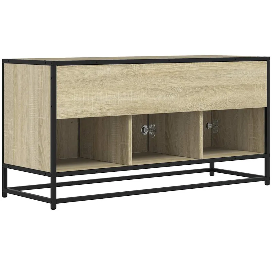 Meuble TV chêne sonoma 100x35x50 cm bois d'ingénierie et métal - 6