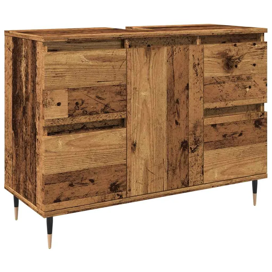 Armoire de salle de bain vieux bois 80x33x60 cm bois ingénierie - 2